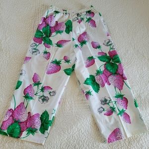 Vintage Strawberry Crops with Pockets 100% Cotton EUC Medium 90s Made in England